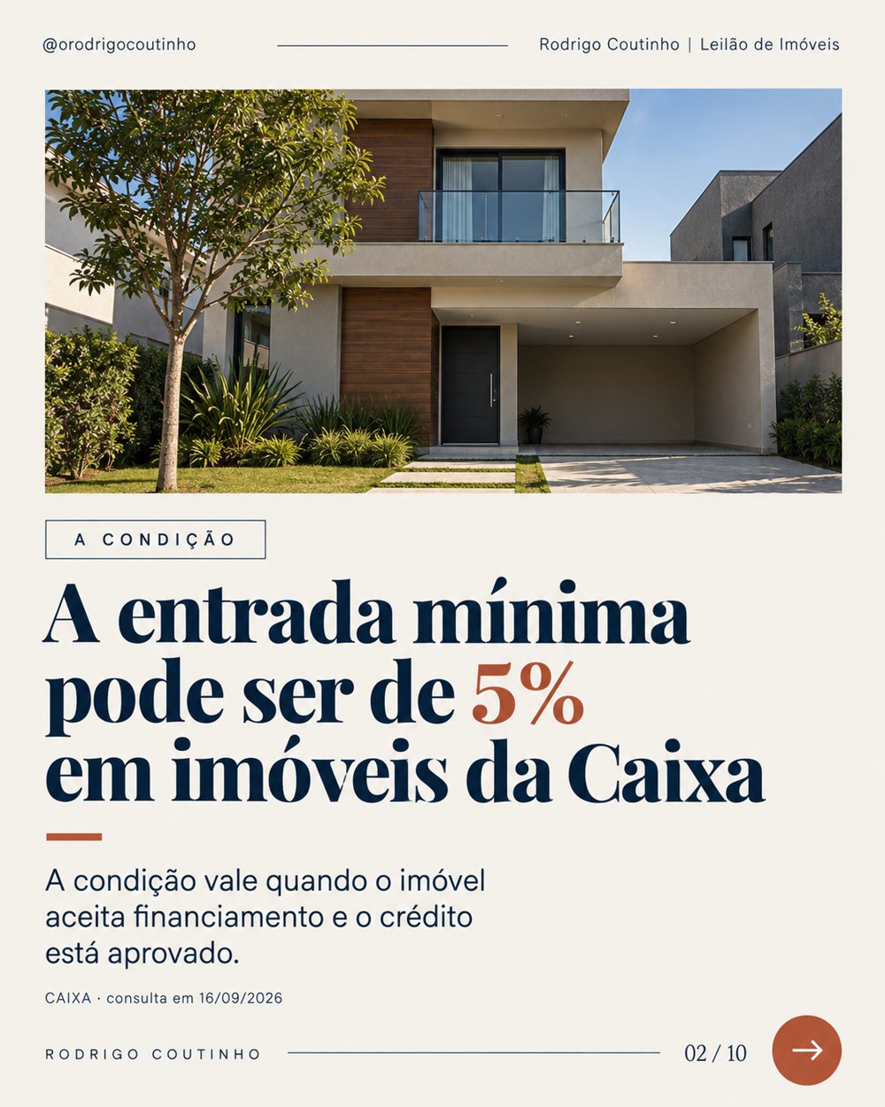 Infográfico sobre entrada mínima de 5% em imóveis da Caixa
